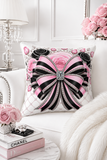 Pink Noir Couture Diamond Bow - Square Pillow