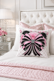 Pink Noir Couture Diamond Bow - Square Pillow