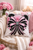 Pink Noir Couture Diamond Bow - Square Pillow