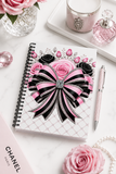 Pink Noir Couture Diamond Bow - Spiral Notebook