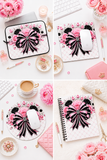 Pink Noir Couture Diamond Bow - Spiral Notebook