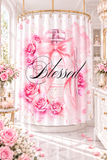 Pink Blush & Roses Perfume Bottle - Blessed Black (Faith) - Shower Curtains