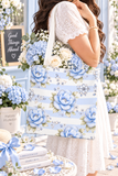 Powder Blue Sugar Blossom Stripes - Tote Bag