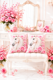 Blushing Rose Equestrian Horse - Square Pillow