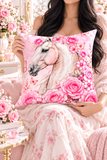 Blushing Rose Equestrian Horse - Square Pillow