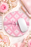 Glam Pink Mauve Bow - White Damask Diamonds - Mouse Pad