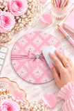 Glam Pink Mauve Bow - White Damask Diamonds - Mouse Pad