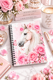 Blushing Rose Equestrian Horse - Spiral Notebook