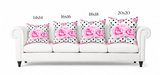 Magenta Pink Floral - Black Polka Dots - Square Pillow