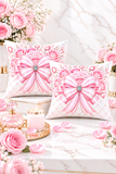 Candy Stripe Pink Couture Bow - Square Pillow