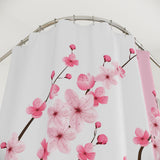 Shower Curtains-Pink Floral Blossoms-White & Pink