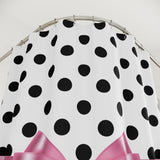 Shower Curtains-Glam Pink Bow-Black Polka Dots-Black Glitter