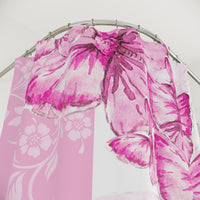 Shower Curtains-Pink Butterfly Duo-White