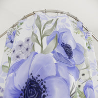 Shower Curtains-Soft Blue Floral-Blue Stencil-White