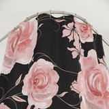 Shower Curtains-Pink Rose-Pink Stencil-Black