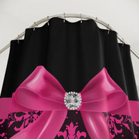 Shower Curtains-Glam Passion Pink Bow-Passion Pink Lace-Black