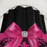 Shower Curtains-Glam Passion Pink Bow-Passion Pink Lace-Black