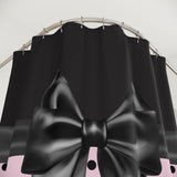 Shower Curtains-Glam Black Bow-Soft Pink-Black Polka Dots