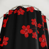 Shower Curtains-Red Floral Blossoms-Black