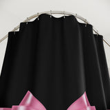 Shower Curtains-Glam Pink Bow-Pink Black Pinstripes-Black