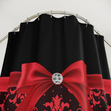 Shower Curtains-Glam Red Bow-Red Lace-Black