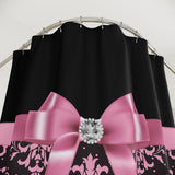 Shower Curtains-Glam Pink Bow-Pink Lace-Black