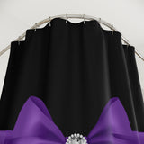 Shower Curtains-Glam Purple Bow-Snow Leopard-Black