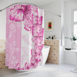 Shower Curtains-Pink Butterfly Duo-White