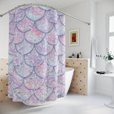 Shower Curtains-Mermaid Scales-Pink Purple Glitter Sparkles