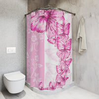 Shower Curtains-Pink Butterfly Duo-White