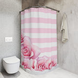 Shower Curtains - Pink Stripes - Floral Roses