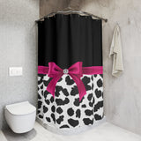Shower Curtains-Glam Passion Pink Bow-Snow Leopard-Black