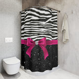 Shower Curtains-Glam Passion Pink Bow-Zebra-Black Glitter