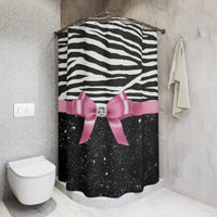 Shower Curtains-Glam Pink Bow-Zebra-Black Glitter