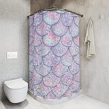 Shower Curtains-Mermaid Scales-Pink Purple Glitter Sparkles