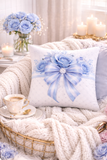 Blue Couture Diamond Bow - Square Pillow