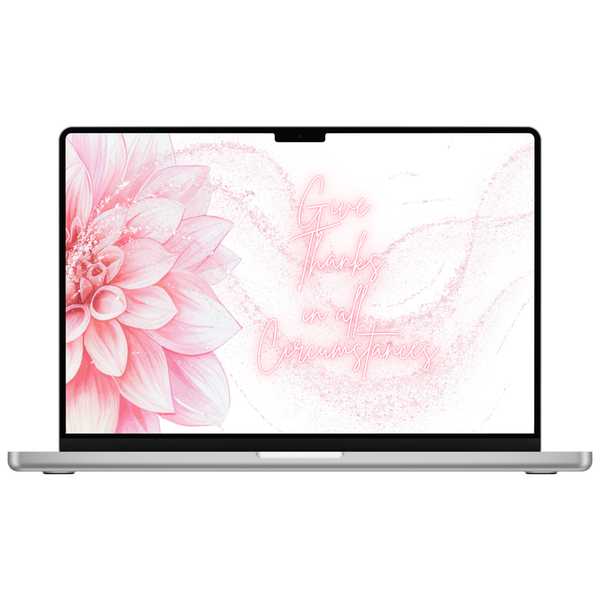 Give Thanks in All Circumstances – White Floral Glitter - Christian Desktop Wallpaper - Digital Download