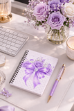 Purple Couture Diamond Bow - Spiral Notebook