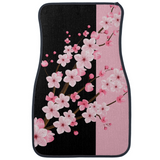 Car Mats (set of 4)-Pink Floral Blossoms-Black & Pink