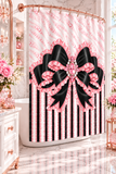 Black & Pink Ruffle Bow Couture | Pink Zebra Print - Shower Curtains
