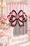 Ballet Pink Black Ruffle Leopard Bow Couture - Shower Curtains