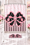 Black & Pink Ruffle Bow Couture | Pink Zebra Print - Bath Mat