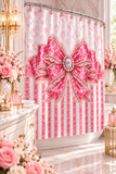 Pink Leopard Bow Couture - Shower Curtains