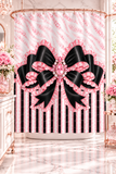 Black & Pink Ruffle Bow Couture | Pink Zebra Print - Shower Curtains