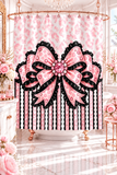 Ballet Pink Black Ruffle Leopard Bow Couture - Shower Curtains