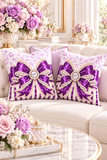 Purple Leopard Bow Couture - Square Pillow