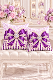 Purple Leopard Bow Couture - Square Pillow