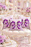 Purple Leopard Bow Couture - Square Pillow