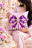Purple Leopard Bow Couture - Square Pillow