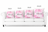 Square Pillow - Pink & Blush Perfume Bottle - Blessed Black (Faith)